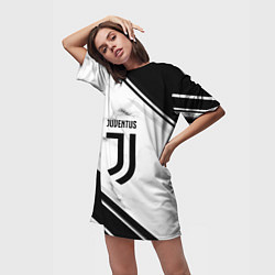 Футболка женская длинная Juventus, цвет: 3D-принт — фото 2