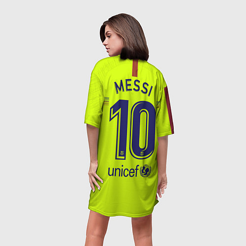 Женская длинная футболка FCB: Messi Away 18-19 / 3D-принт – фото 4