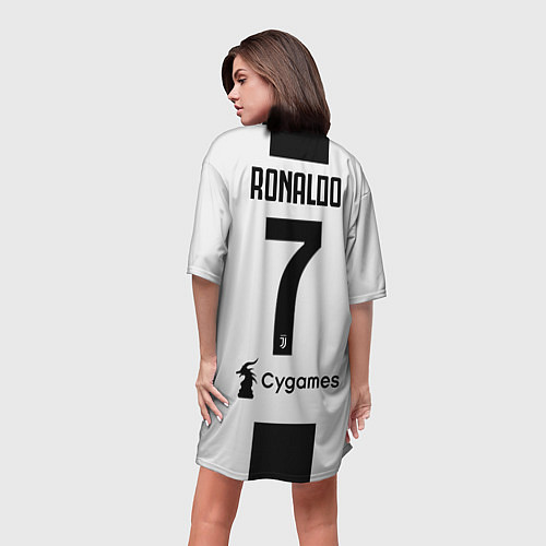 Женская длинная футболка FC Juventus: Ronaldo Home 18-19 / 3D-принт – фото 4