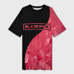 Футболка женская длинная Black Pink: Pink Polygons, цвет: 3D-принт