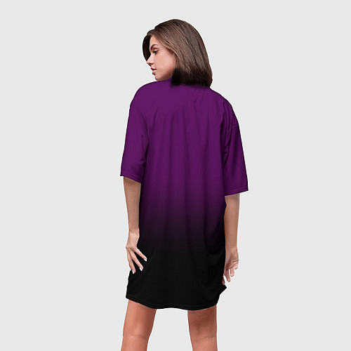 Женская длинная футболка Black Pink: Violet Gradient / 3D-принт – фото 4