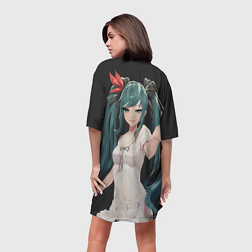 Женская длинная футболка Hatsune Miku / 3D-принт – фото 4