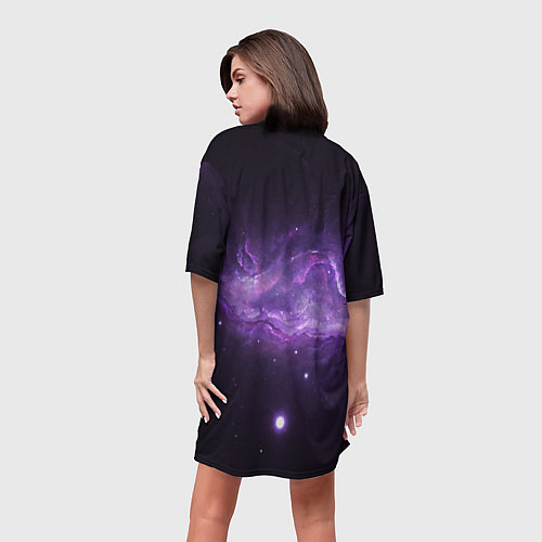 Женская длинная футболка BTS: Violet Space / 3D-принт – фото 4
