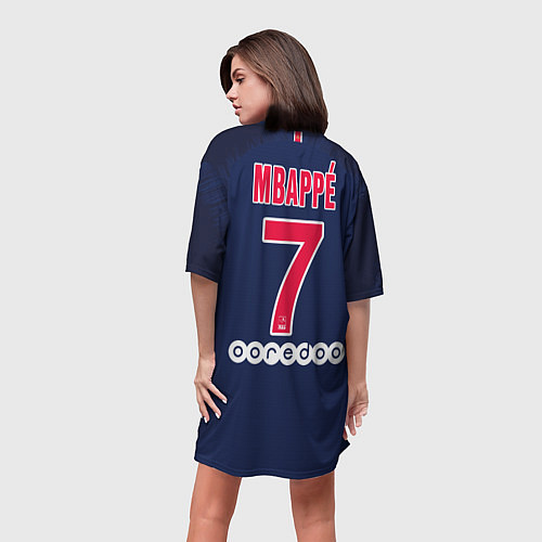 Женская длинная футболка Mbappe home 18-19 / 3D-принт – фото 4