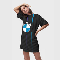 Футболка женская длинная BMW: Three Lines, цвет: 3D-принт — фото 2