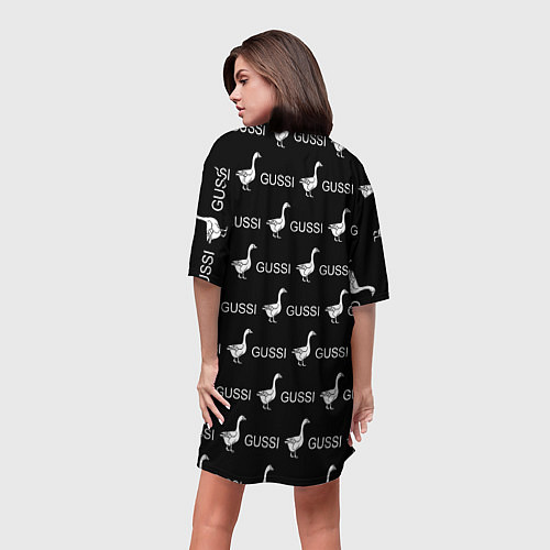 Женская длинная футболка GUSSI: Black Pattern / 3D-принт – фото 4