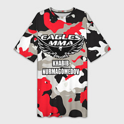 Футболка женская длинная Khabib Nurmagomedov: Red Camo, цвет: 3D-принт