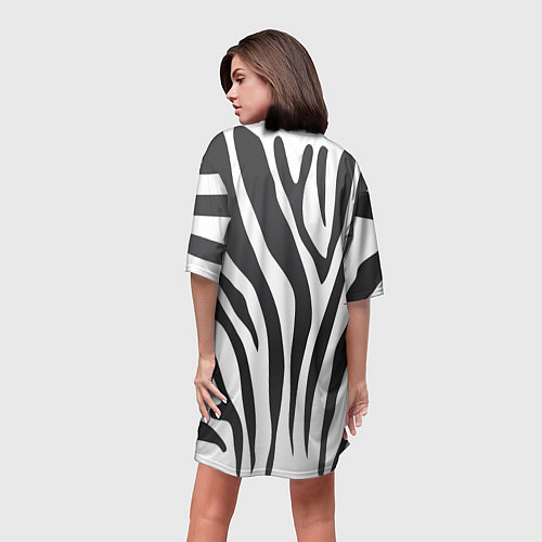 Женская длинная футболка Африканская зебра / 3D-принт – фото 4