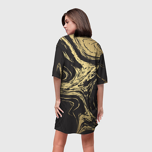 Женская длинная футболка Золотой мрамор / 3D-принт – фото 4