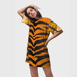 Футболка женская длинная Шкура тигра, цвет: 3D-принт — фото 2