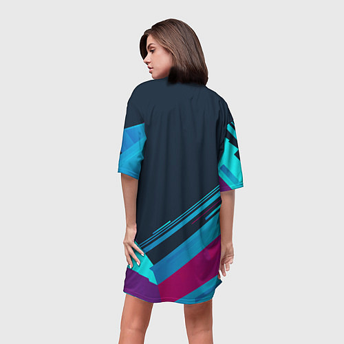 Женская длинная футболка Cyberpunk 2077 / 3D-принт – фото 4