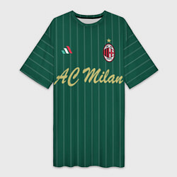 Футболка женская длинная AC Milan: Green Form, цвет: 3D-принт