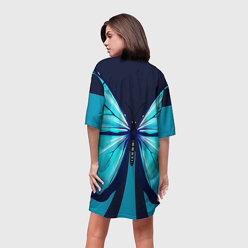 Женская длинная футболка Голубая бабочка / 3D-принт – фото 4