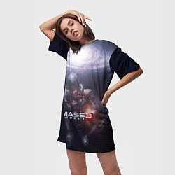 Футболка женская длинная Mass Effect 3, цвет: 3D-принт — фото 2