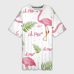 Женская длинная футболка Lil Peep: Pink Flamingo