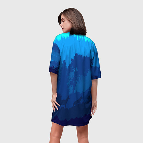 Женская длинная футболка Fortnite: Blue Forest / 3D-принт – фото 4