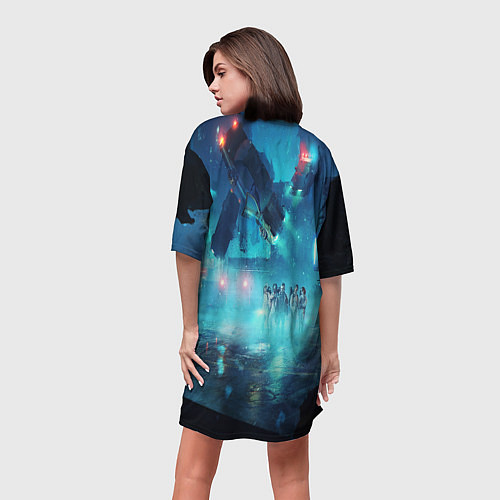 Женская длинная футболка Stranger Things: Space Light / 3D-принт – фото 4