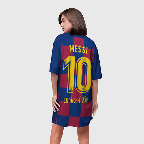 Женская длинная футболка Messi home 19-20 season / 3D-принт – фото 4