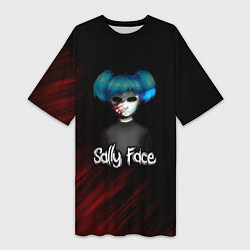 Футболка женская длинная Sally Face окровавленное лицо, цвет: 3D-принт