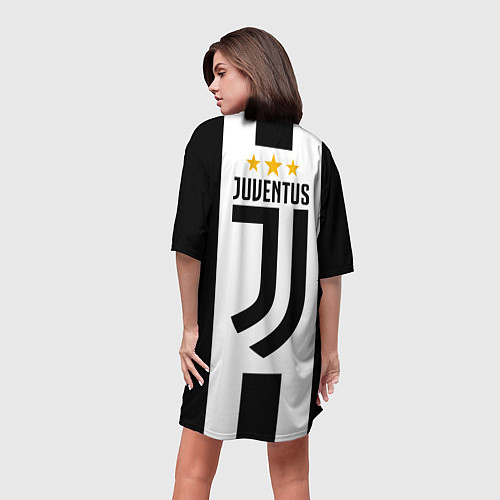 Женская длинная футболка Ювентус / 3D-принт – фото 4