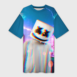 Женская длинная футболка Marshmello: Glitch Effect