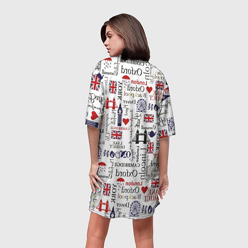 Женская длинная футболка Лондон коллаж / 3D-принт – фото 4