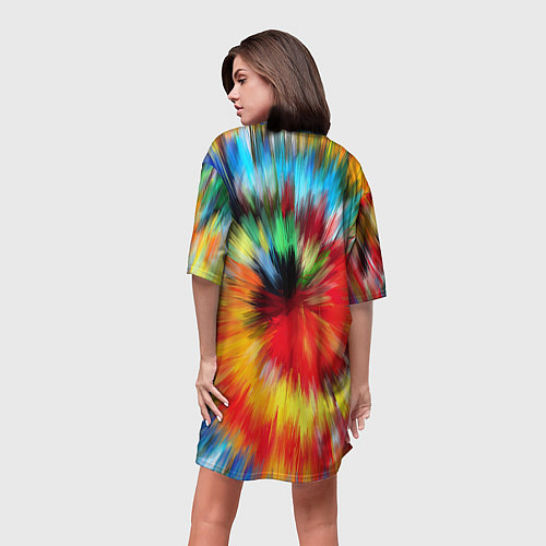 Женская длинная футболка Абстракция разноцветная и яркая / 3D-принт – фото 4