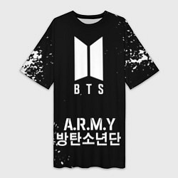 Футболка женская длинная BTS ARMY, цвет: 3D-принт