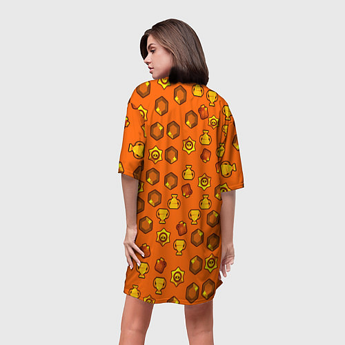 Женская длинная футболка Brawl Stars: Orange Team / 3D-принт – фото 4