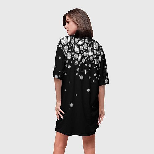Женская длинная футболка Бриллиантовый дождь / 3D-принт – фото 4