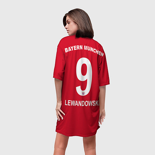 Женская длинная футболка FC Bayern: Lewandowski Home 19-20 / 3D-принт – фото 4