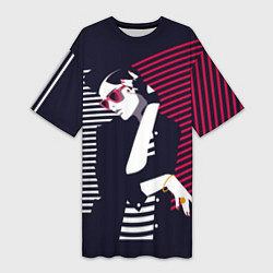 Женская длинная футболка Стильная женщина - поп арт