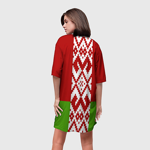 Женская длинная футболка Беларусь флаг / 3D-принт – фото 4
