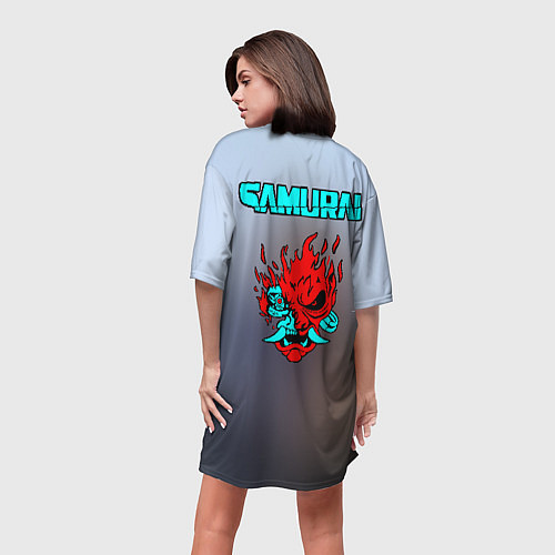 Женская длинная футболка Киану Самурай / 3D-принт – фото 4
