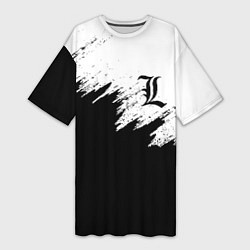 Футболка женская длинная L letter line, цвет: 3D-принт