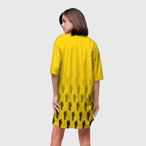 Женская длинная футболка Billie Eilish: Yellow Autograph / 3D-принт – фото 4