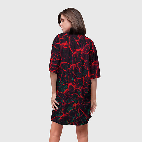 Женская длинная футболка Молнии красные абстрактные / 3D-принт – фото 4
