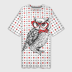 Женская длинная футболка Мудрая сова в очках