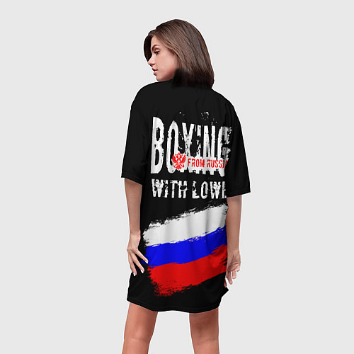 Женская длинная футболка Boxing from Russia / 3D-принт – фото 4