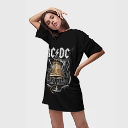 Футболка женская длинная ACDC - hells bells, цвет: 3D-принт — фото 2