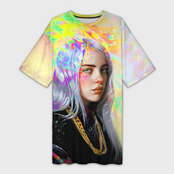 Футболка женская длинная Billie Eilish, цвет: 3D-принт