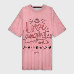 Женская длинная футболка Love laughter and Friends