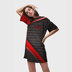 Футболка женская длинная Mass Effect N7, цвет: 3D-принт — фото 2