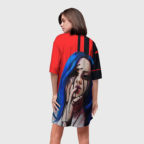Женская длинная футболка Билли Айлиш / 3D-принт – фото 4