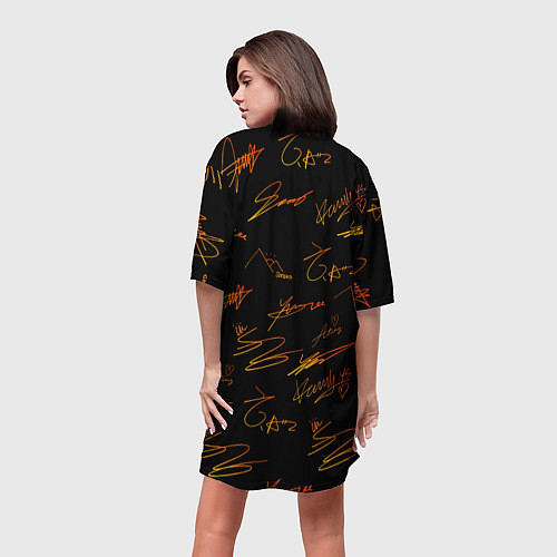 Женская длинная футболка ATEEZ АВТОГРАФЫ / 3D-принт – фото 4