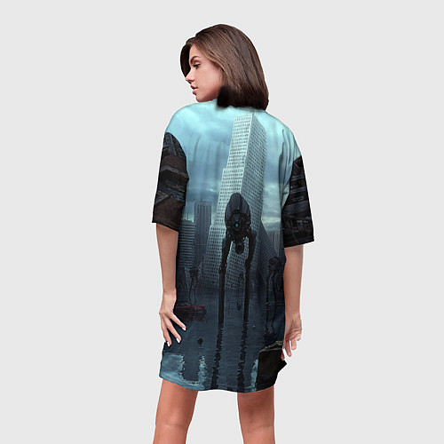 Женская длинная футболка Халф-лайф / 3D-принт – фото 4