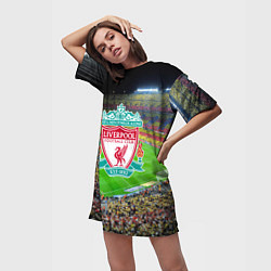 Футболка женская длинная FC Liverpool, цвет: 3D-принт — фото 2