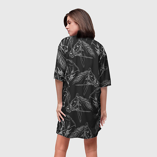 Женская длинная футболка Кони / 3D-принт – фото 4