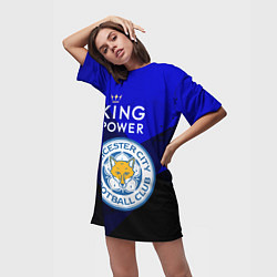 Футболка женская длинная Leicester City, цвет: 3D-принт — фото 2