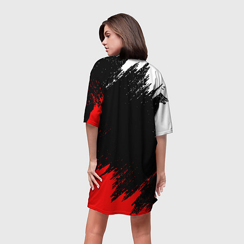 Женская длинная футболка KIMETSU NO YAIBA / 3D-принт – фото 4
